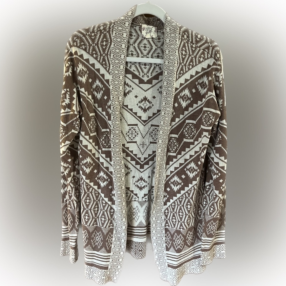 Hippie Rose Brown and Cream Patterned Cardigan